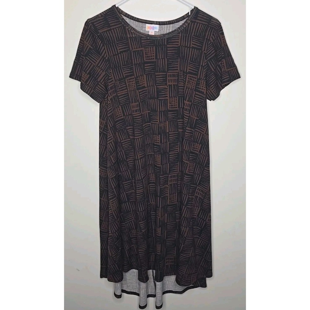 LuLaRoe Casual Dress Brown Geometric Design Size XS‎ Comfy Stretch
